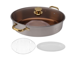 Olla Ovalada Para Cocinar Al Vapor, Acero Inoxidable 304, Con Tapa De Cerámica Y Soporte Para Mariscos.