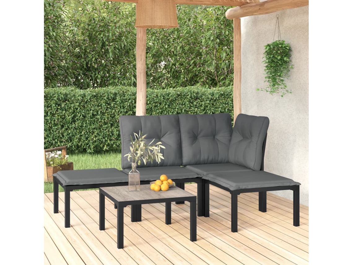 Conjunto de jardín de mimbre de 5 piezas DKD Home Decor en negro y gris