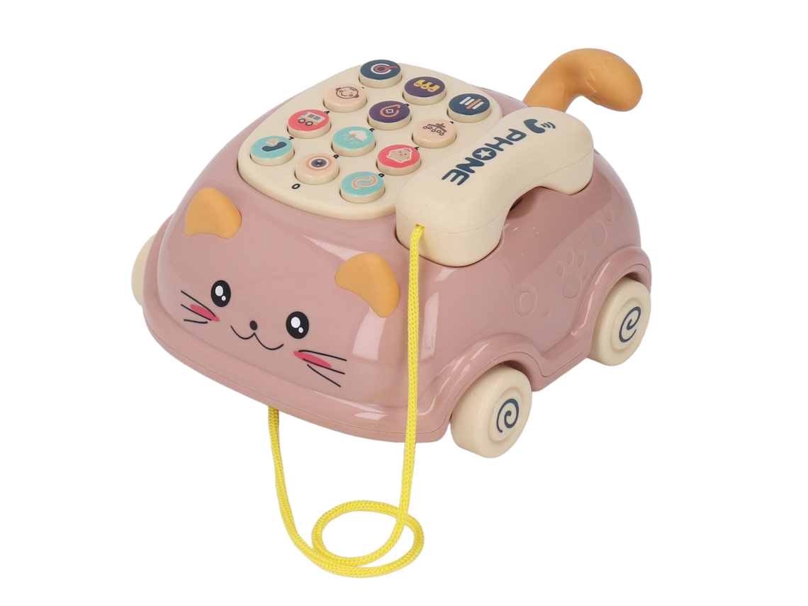 Juguete Teléfono Para Bebés Con Múltiples Sonidos Y Voz En Chino E Inglés, Cochecito Con Forma De Gato.