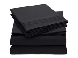 2026-juego De Sábanas 3 Piezas Twin Negro - Resistente A Arrugas, Decoloraciones Y Manchas - 1800 Bedding