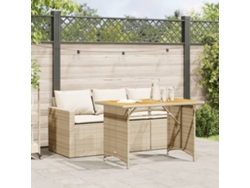 Juego de comedor de jardín con cojines, mimbre beige, Dkd Home Decor