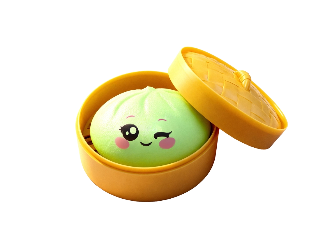 Juguete de bollo verde para apretar para que los niños se diviertan jugando.