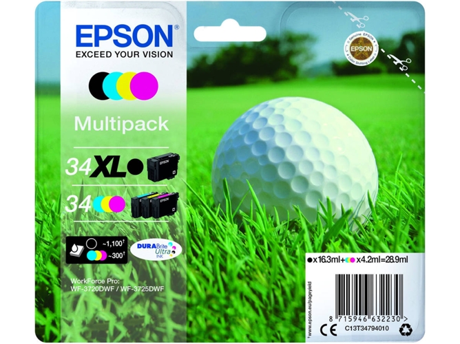Cartucho de tinta EPSON Epson C13T34794010 Original Negro, Cian, Magenta, Amarillo Multipack