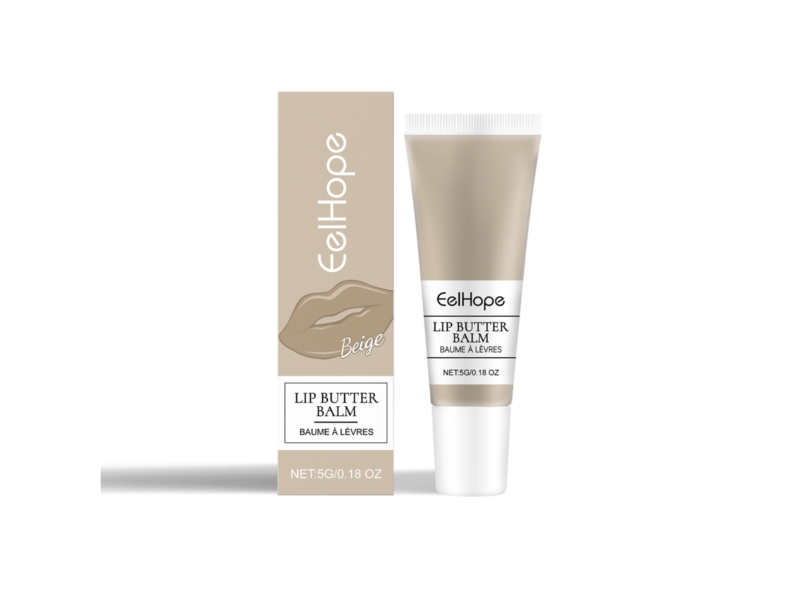 Bálsamo labial hidratante con un toque de color beige albaricoque.