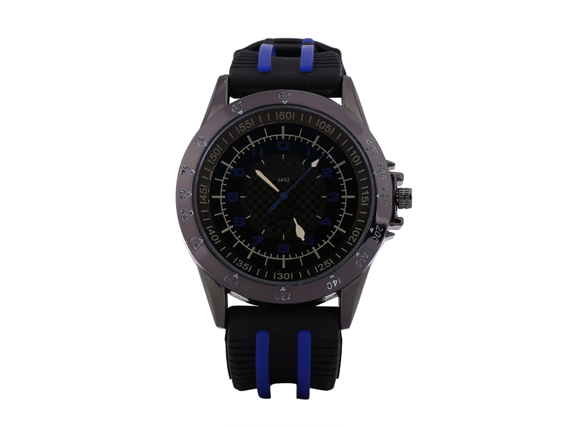 Reloj Deportivo Analógico Unisex De Cuarzo Con Correa De Silicona Y Esfera Grande Azul Y Negra.