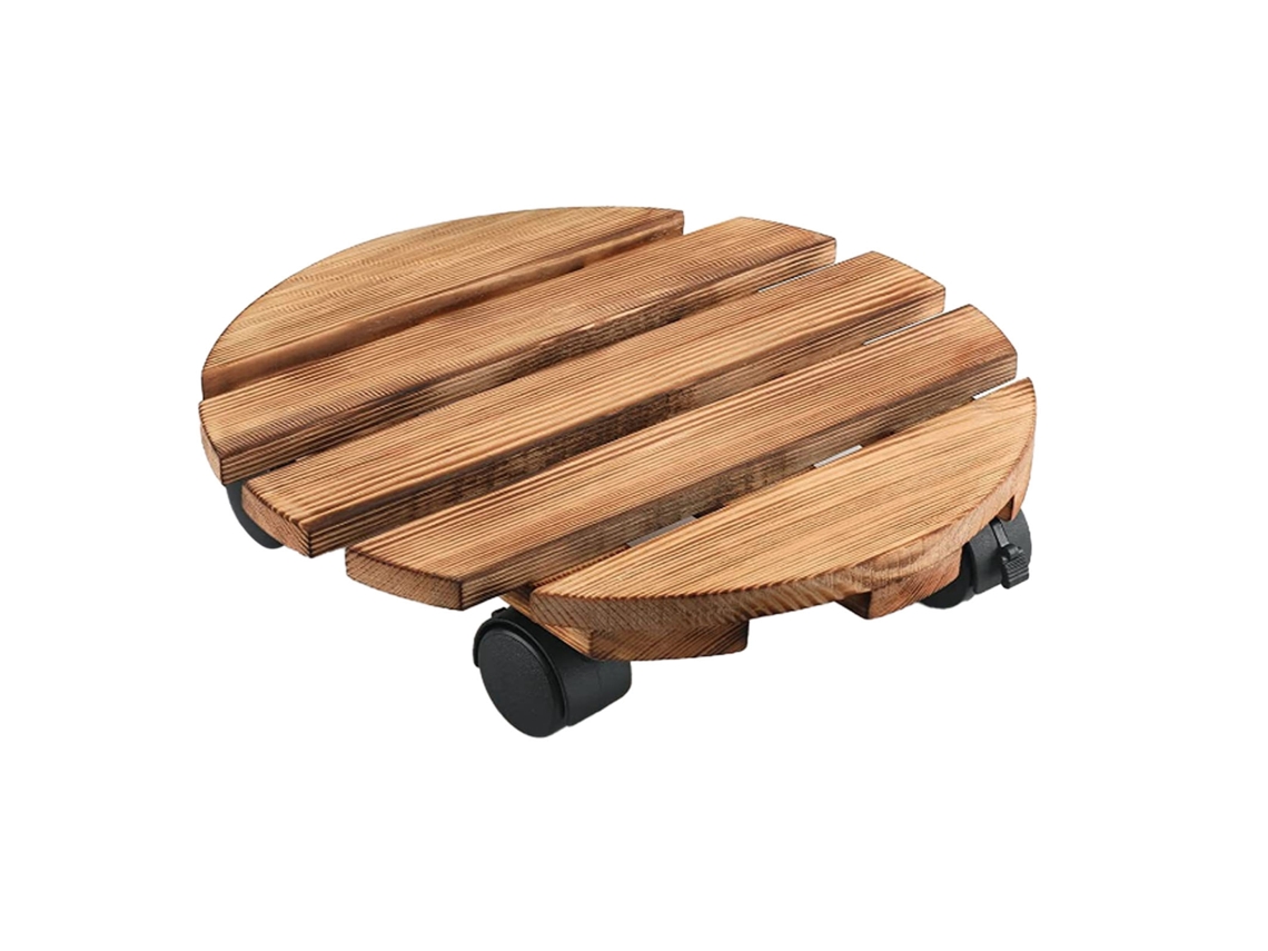 Carro De Madera Para Plantas Con Ruedas Universales, Bloqueo De Seguridad, Soporta Hasta 80 Kg, Apto Para Uso Interior Y Exterior.