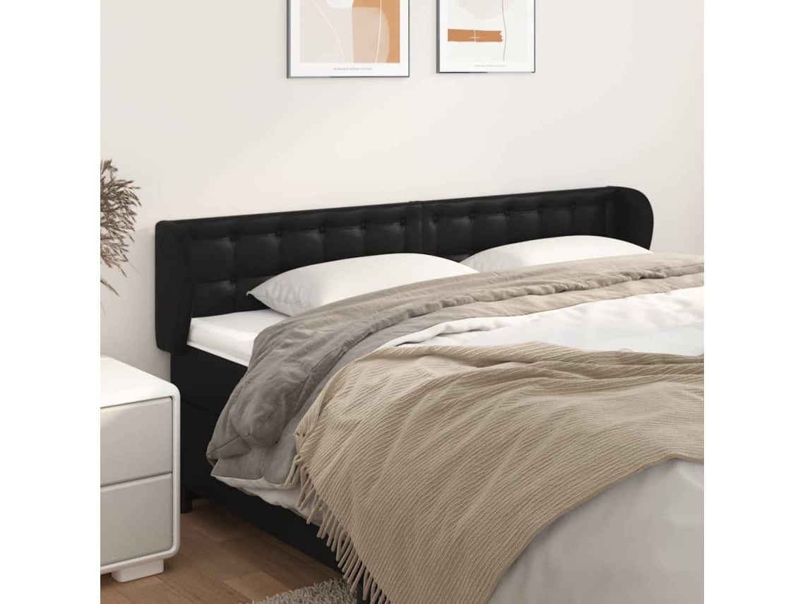 Cabecero De Cuero Sintético Negro 203x23x78/88 Cm
