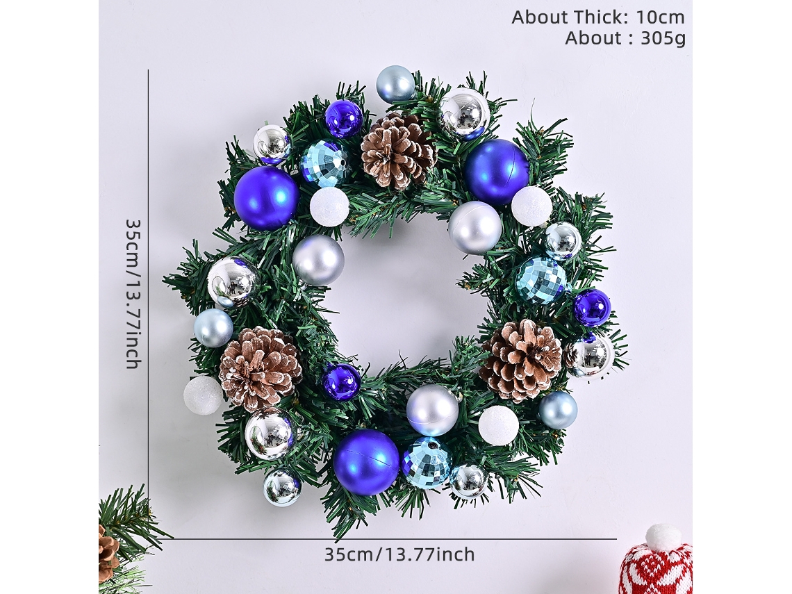 Corona navideña Xm 0032, 30 cm, ideal para decoración navideña. Siurn (12 pulgadas)