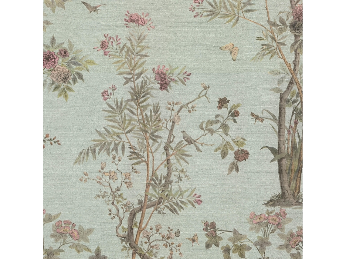 Profhome 790435-gu Papel Pintado Floral Ligeramente Texturado Efecto Satinado 5,33 M2