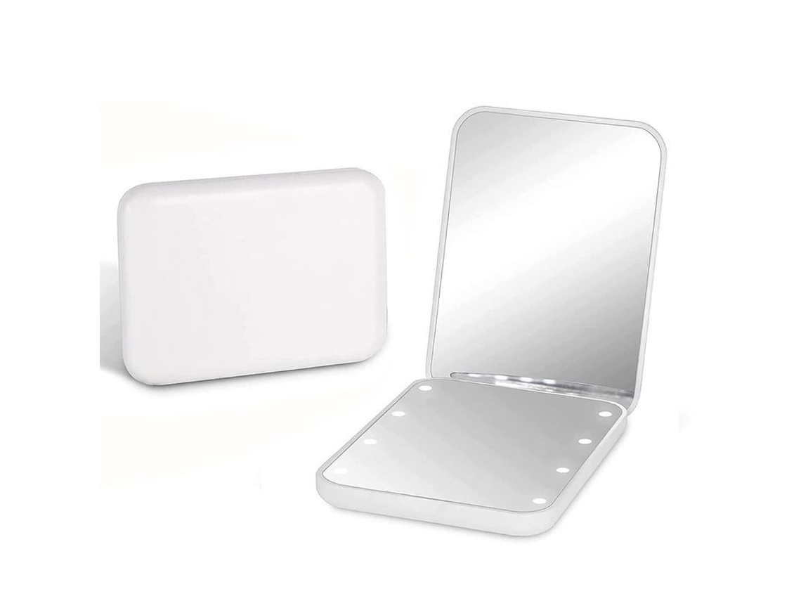 Espejo De Maquillaje Portátil Con Luz Led, Aumento 2x, Compacto, Plegable, Regalo De Viaje