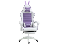 Silla Gaming Reclinable De Piel Sintética Con Reposapiés, Color Morado.