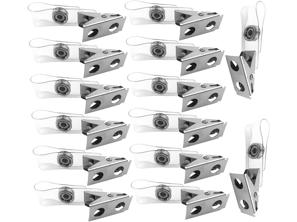 250 Clips Metálicos De Doble Orificio Con Correas De Pvc Transparente Para Insignias Y Tarjetas De Identificación.