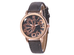 Reloj De Pulsera Unisex Con Movimiento De Cuarzo Y Correa De Cuero Gris - Moda