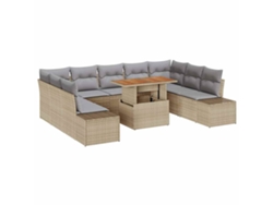 Maison Exclusive - Juego de comedor de jardín con cojines, 10 piezas, beige y gris