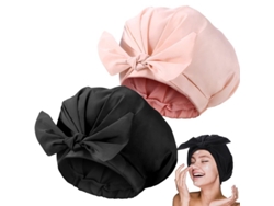Dan26-gorros De Ducha Linjou 2 Piezas Ajustables Con Moño Impermeables Reutilizables Rosa Negro