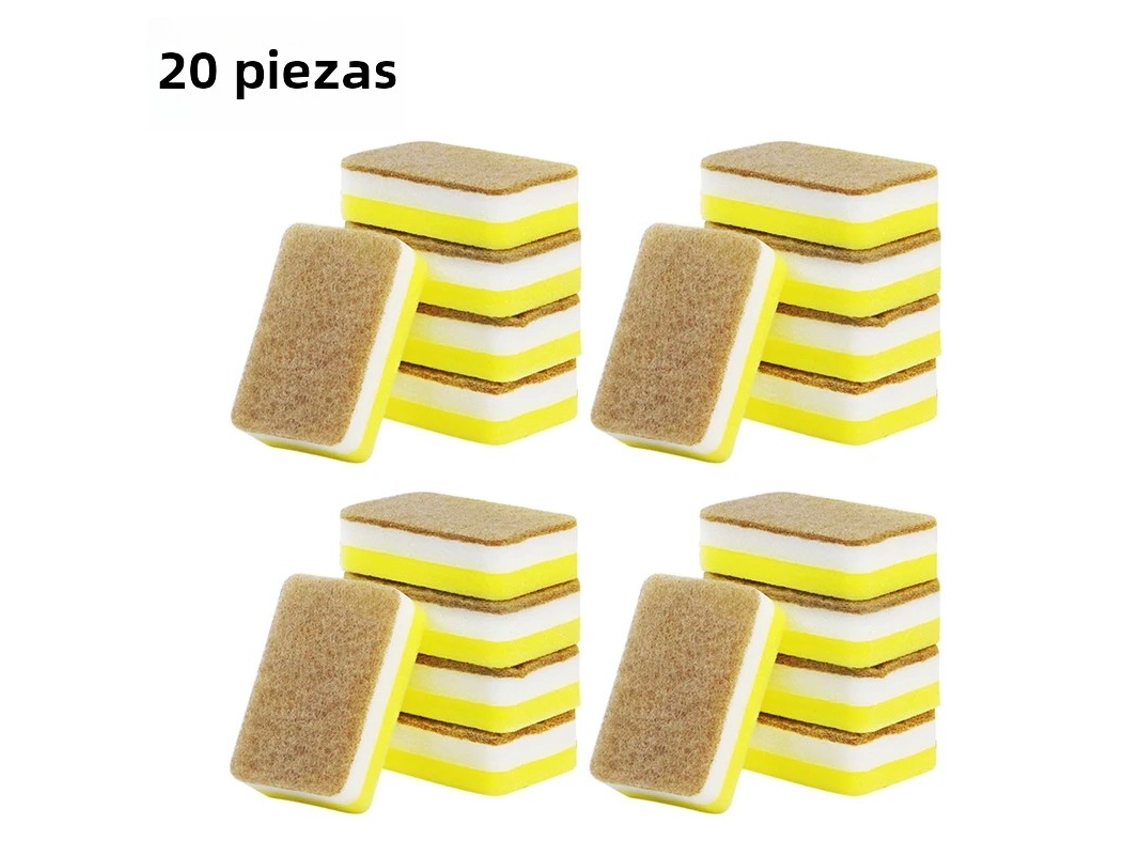 (20 Hojas Amarillas) Esponjas De Limpieza De Cocina De Doble Cara, Duraderas Y Absorbentes, Herramienta Ecológica Para Lavar Platos En El Hogar.