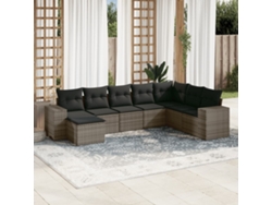 Conjunto de sofás de jardín de 8 piezas DKD Home Decor con cojines de mimbre gris