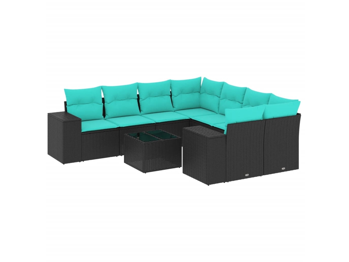 Maison Exclusive - Conjunto De Sofá De Jardín De 9 Piezas Con Cojines, De Poliratán Negro