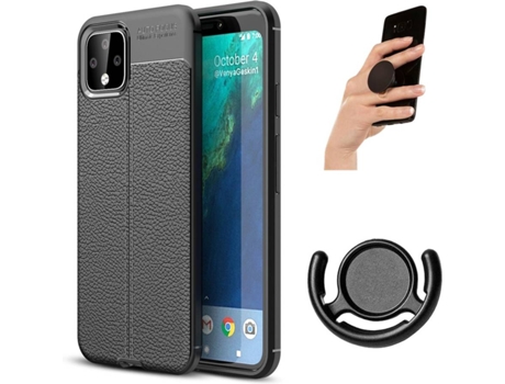 Carcasa, Soporte y Popsocket Google Pixel 4 Rugged Leather Negro