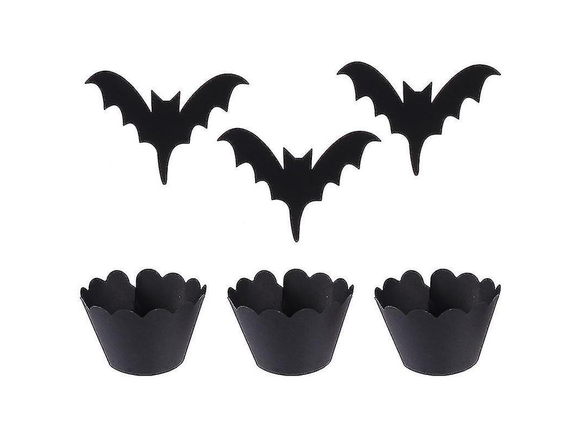 Juego de 72 envoltorios decorativos para pasteles con temática de Halloween para fiestas.