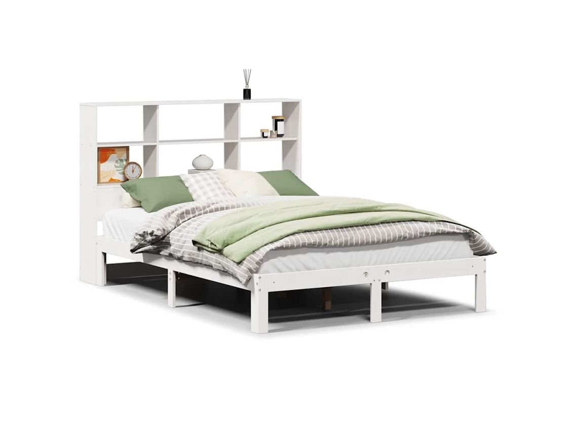 Maison Exclusive - Cama Con Estantería Sin Colchón Madera Maciza Blanca 160x200 Cm