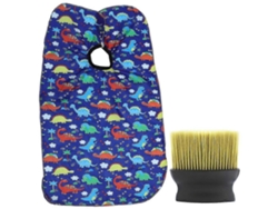 1 Conjunto de capa de peluquería infantil con diseño de dibujos animados y cepillo de barbero reutilizable - Fcy