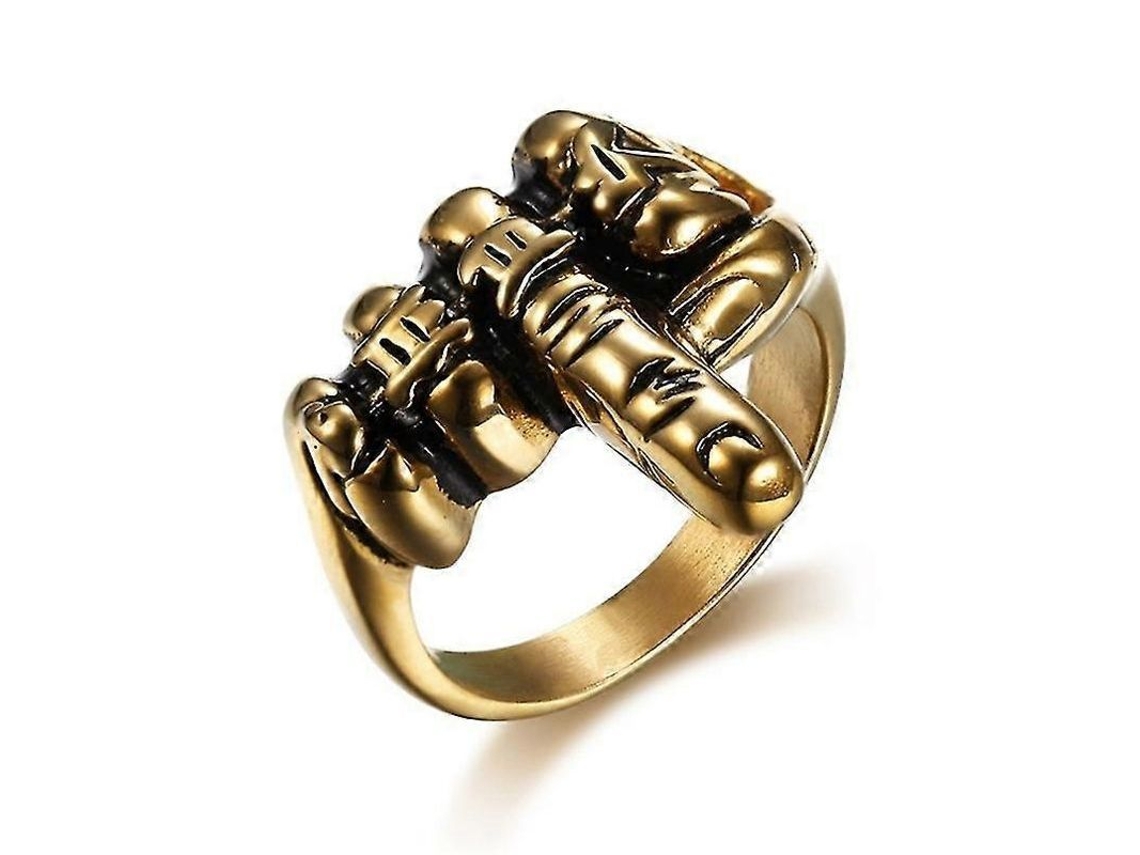 Anillo De Estilo Rockero Moderno Con Diseño Mediano Para El Dedo Medio, Accesorio De Joyería Para Hombre.