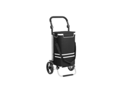 Carrito de la compra plegable multifuncional con bolsa extraíble, de aluminio, con capacidad para 25 kg, de color negro.