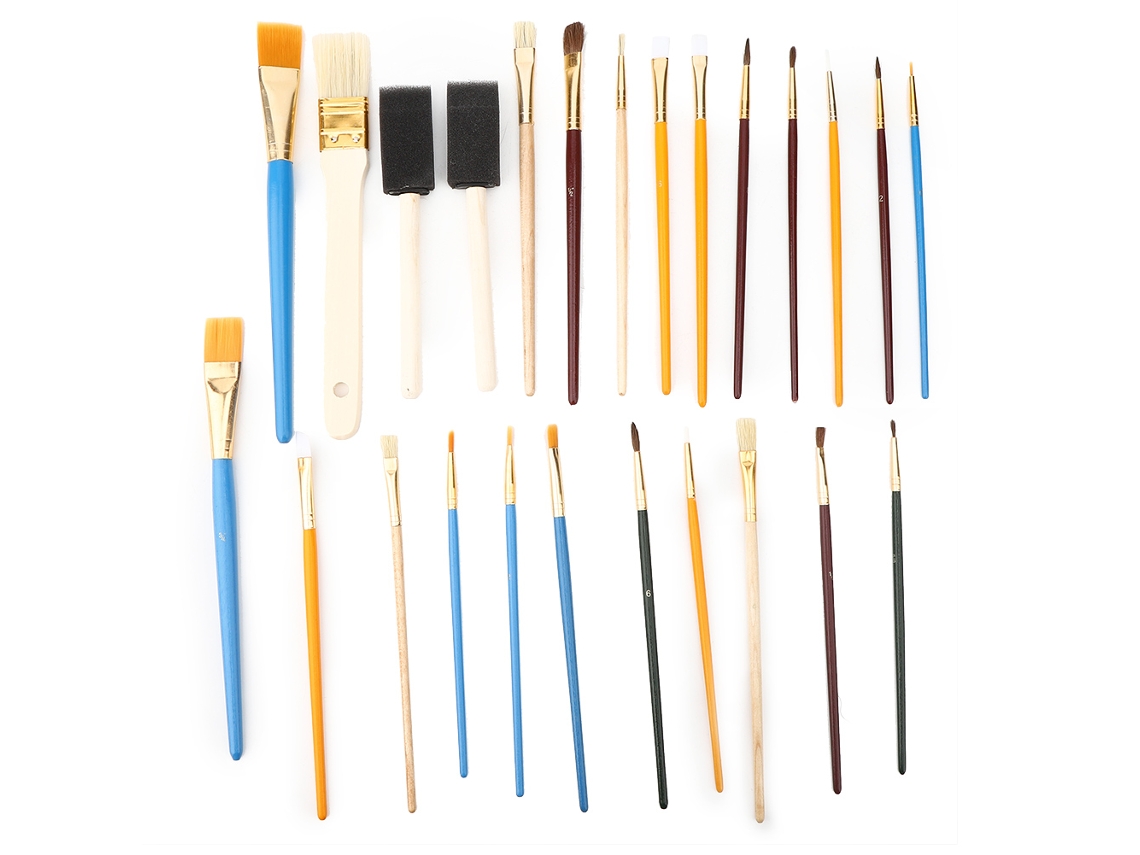 2026-set De 25 Pinceles De Pintura Suaves Con Mango De Madera Para Gouache, Óleo Y Arte Diy
