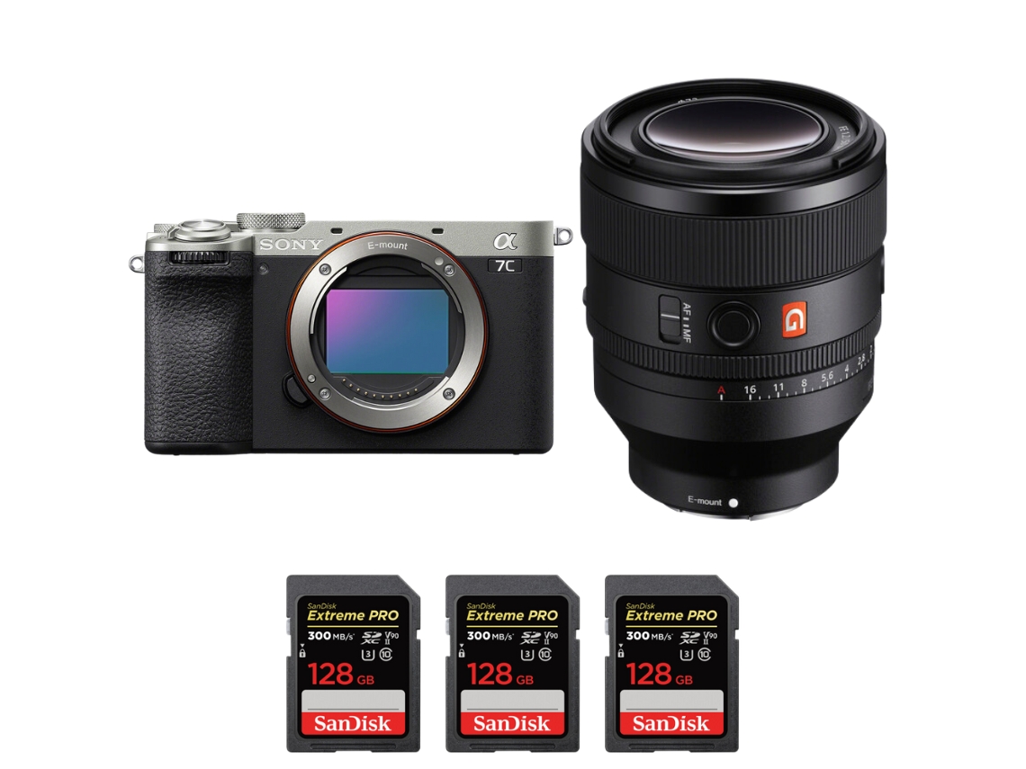 Sony A7c Ii Plateado + Fe 50mm F/1.2 Gm + 3 Sandisk 128gb Uhs-ii 300mb/s - Cámara Fotográfica Híbrida + Ebook “20 Consejos Para Fotos Que Impactan”