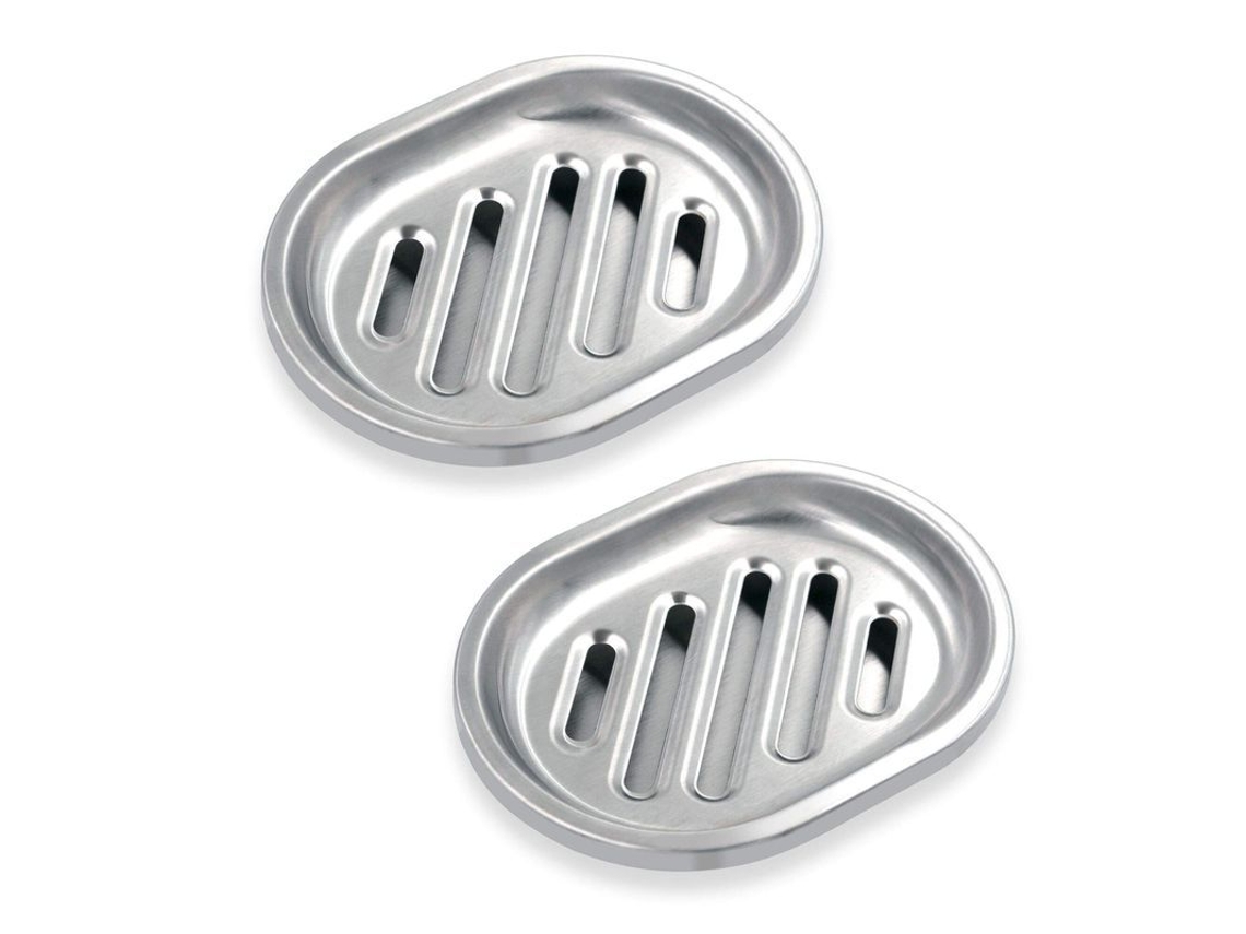 2026-porta Jabón Linjou Acero Inoxidable Doble Capa Con Plato De Drenaje Plata 2pcs