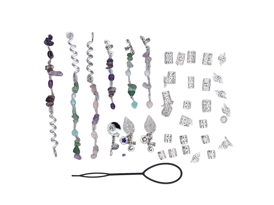 Accesorios De Joyería De Cabello Plateado Para Trenzas Y Dreadlocks