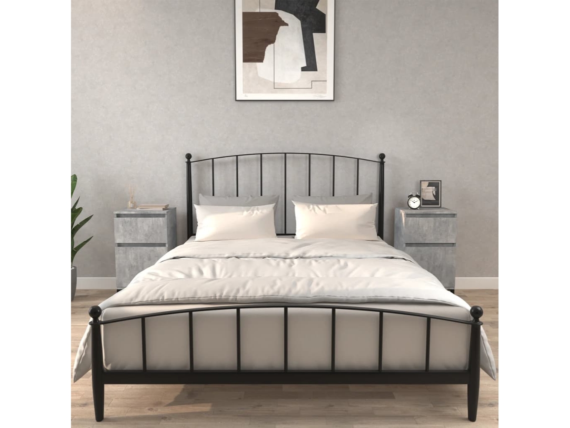 Mesitas de Noche LOVELY HOME Mesinha 2 Pcs 40X35X70 Cm Cinzento Cimento