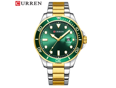 Relojes para Hombre Relojes de Pulsera con Correa Reloj de Negocios con Calendario de Cuarzo Resistente al Agua para Hombres-Concha Dorada Verde LU...