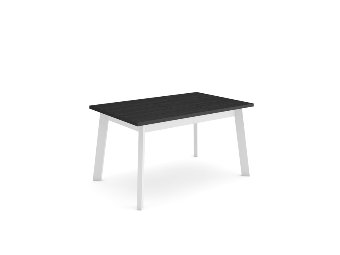 Mesa Comedor, 140xx90x75cm, Para 6 Comensales, Patas De Madera, Negro