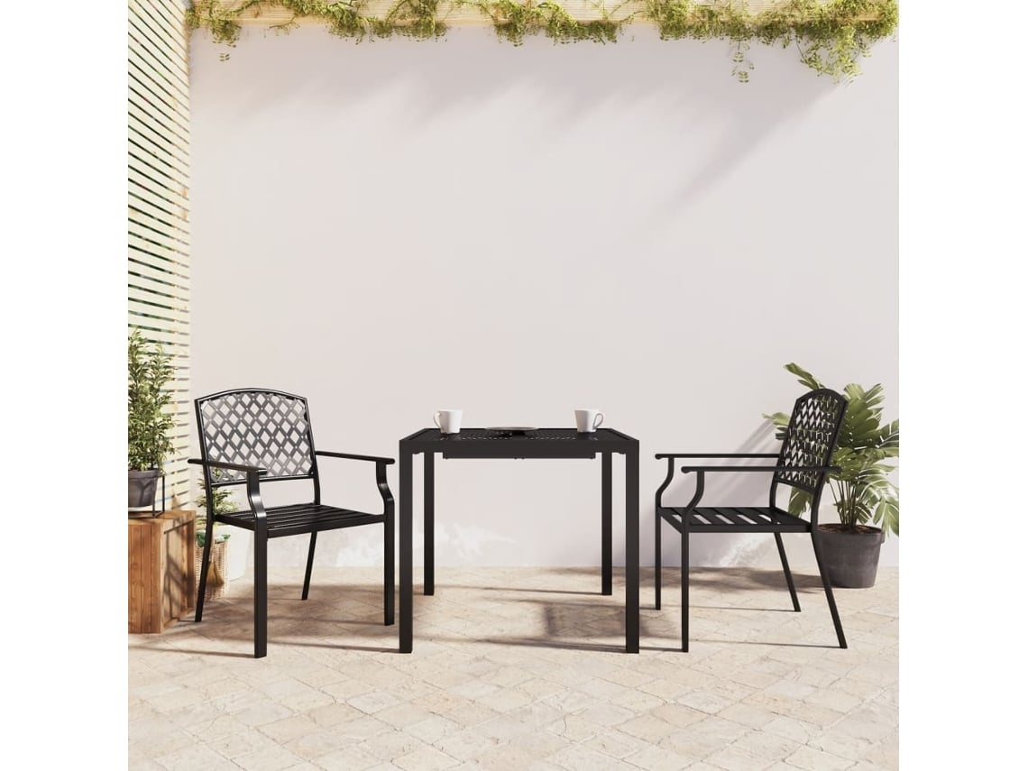 Conjunto de comedor de jardín de 3 piezas en acero antracita Dkd Home Decor