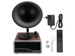Tocadiscos Portátil Con Bluetooth, Estilo Retro, Inalámbrico, Subwoofer, Para Sala De Estar, Enchufe Europeo Marrón, 100-240 V