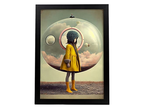 NACNIC Poster Abrigo Amarillo En Estilo Surrealismo Cinematográfico Ilustraciones Y Grabados De Historieta Abstracta Y Artística A3 Marcos Negros