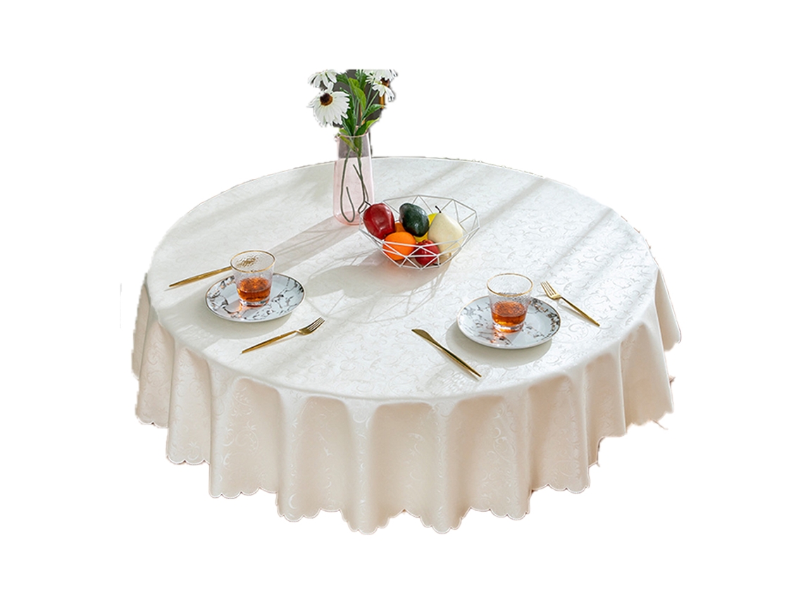 Manteles de vinilo impermeables, manteles redondos resistentes, manteles lavables, gancho flor arroz blanco, 160cm
