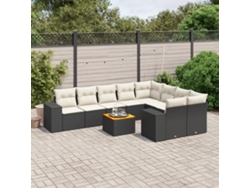 Conjunto de sofás de jardín de 10 piezas DKD Home Decor con cojines de mimbre negros