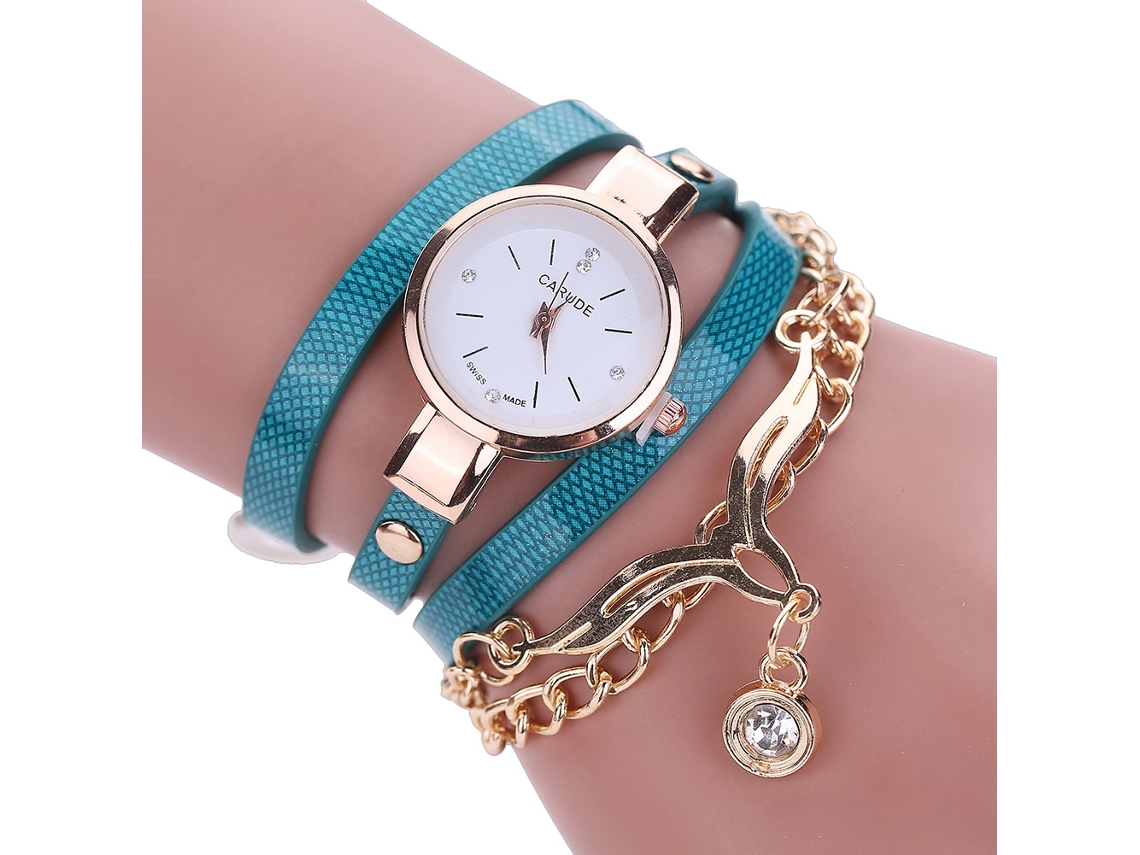 Reloj De Pulsera De Moda Para Mujer Con Correa De Piel Sintética Y Movimiento De Cuarzo (azul Claro)