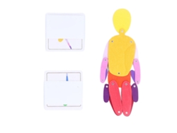 2026-juguete De Hombre De Palillos De Madera Con Extremidades Móviles 30 Tarjetas Para Ejercitar Coordinación Ojo-manos Puzzle Educativo Naranja
