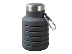 Botella De Agua Infantil, Silicona De Grado Alimenticio, Plegable Con Rifle De Metal, 510 Ml, Negra, Para La Escuela Y Los Viajes.