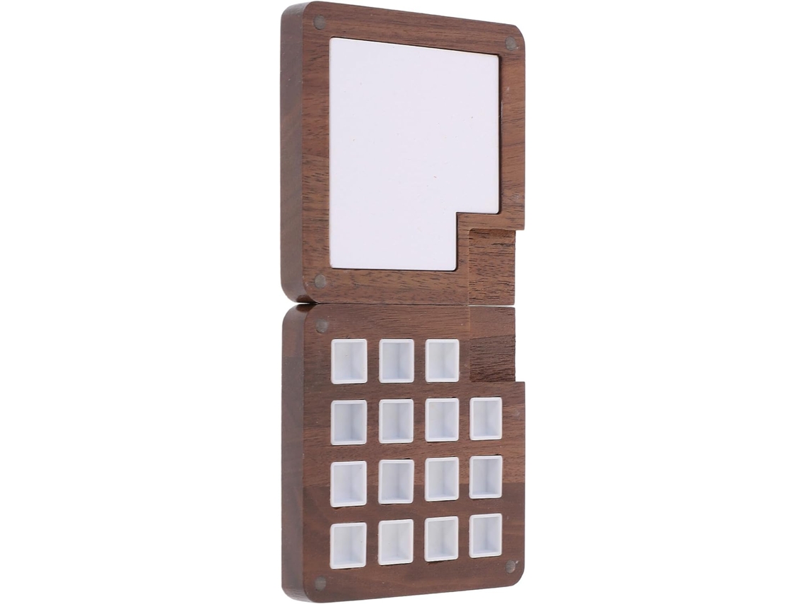 Caja Vacía Para Pinturas De Acuarela, Madera Marrón, 15 Compartimentos, Paleta Práctica.