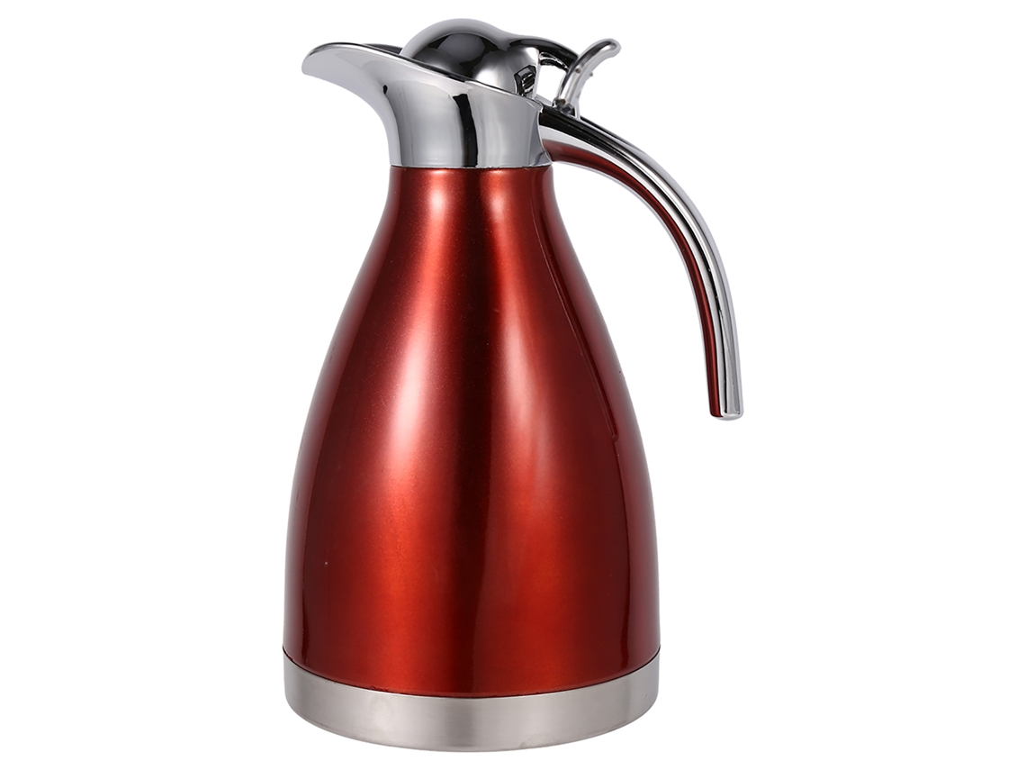 Tetera de acero inoxidable de 1,5 l con aislamiento al vacío de doble pared para café o agua caliente, color rojo