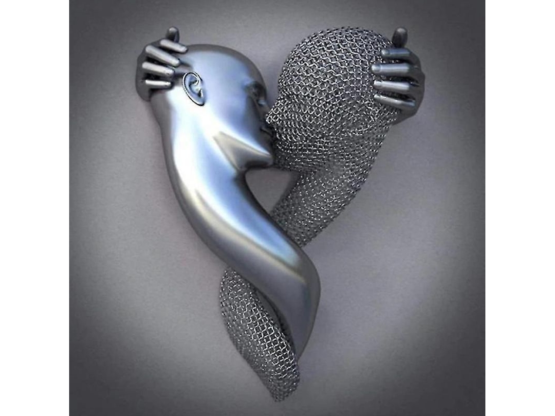 2026-escultura De Metal De Corazón De Amor 3d Arte Pared Gris Cuadro Colgante Para Hogar Pareja Regalo San Valentín 50x50 Cm Silver Fd30