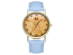Reloj De Pulsera Analógico De Cuarzo Con Esfera Redonda Para Hombre Y Mujer, Estilo Moderno, Azul Claro.