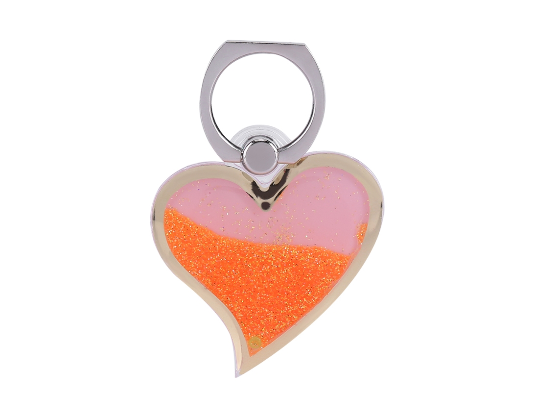 Soporte De Mesa Para Teléfono Con Decoration De Arena Fluyente Y Rotación 360° Para Anillos Naranja