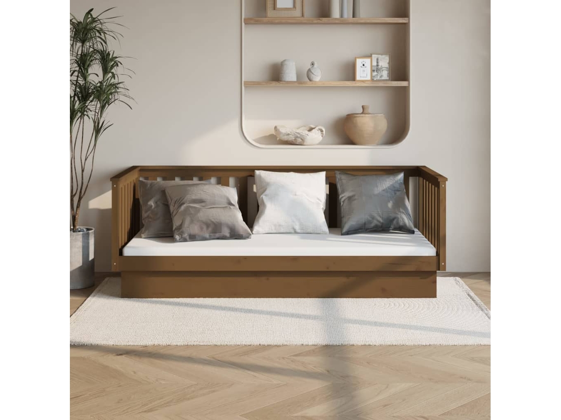 Sofá Cama Sin Colchón Madera Maciza Pino Marrón Miel 80x200 Cm
