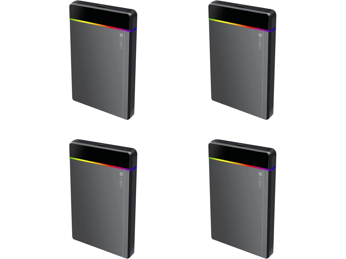 Paquete De 4 Carcasas Rgb Para Discos Duros Externos De 2,5 Pulgadas (hdd/ssd) Con Puerto Sata Tipo C A Usb 3.0 Gen1